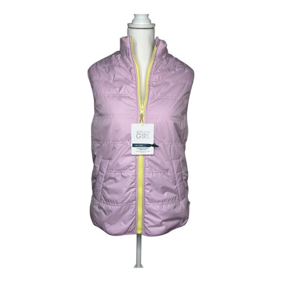 Athleta Girl So Toasty Reversible Sherpa Vest Warm Fuzzy Size XL/14 EUC Purple - Picture 2 of 12